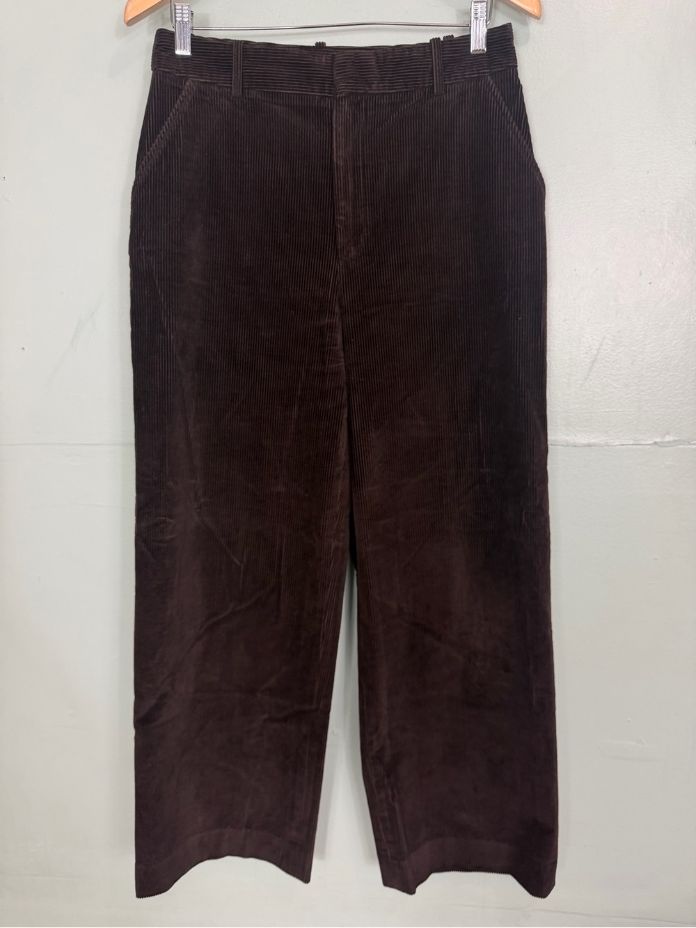 FRAME Le Palazzo Wide Leg Corduroy Dark Brown Women Size 8 High Rise